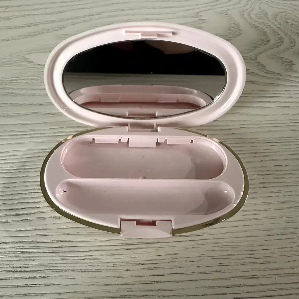 MARY KAY REFILLABLE ORANGE PINK COMPACT WITH MIRROR 3-3/4